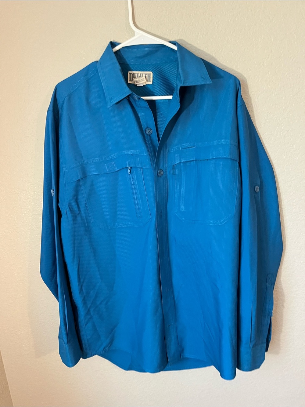 Duluth Trading CoolPlus Action Shirt Men M Blue UPF 50 Fishing Hiking Outdoor